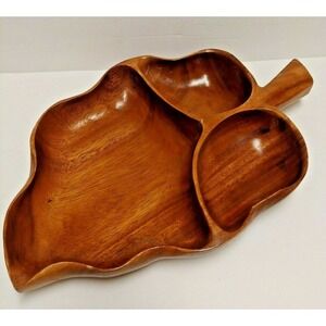 Vintage Hawaii Hardwoods Monkey Pod 3 Section Serving Tray